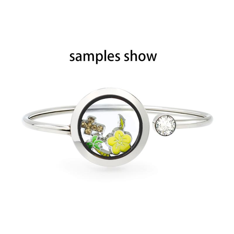 

316L stainless steel living memory locket bangel bracelet floating charms locket with 10pcs charms women jewelry Christmas gifts