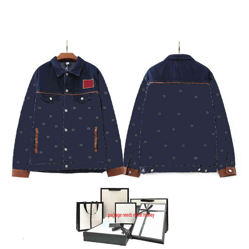 

Men's Jackets Fashion Mens Jean Jacket Cool Hip Hop Streetwear Navy Outdoor Chaqueta Casual Pattern Print Jeans Wear High Quality Coat VOFY