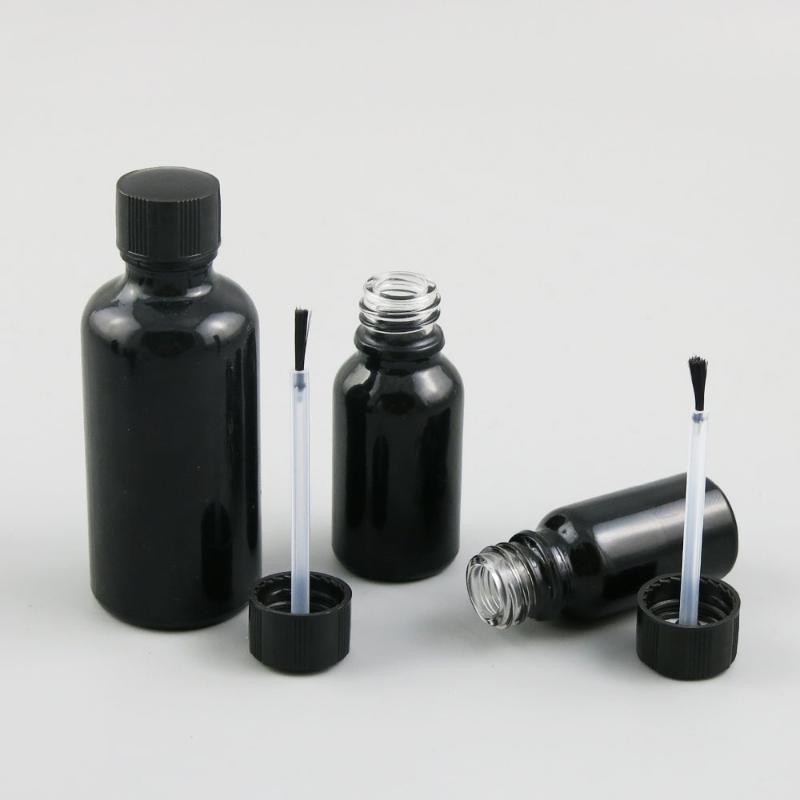 

10x5ml 10ml 15ml 20ml 30ml 50ml 100ml Nail Polish Black Glass Bottle With Brush for Beauty Cosmetic Containers Simple Bottle