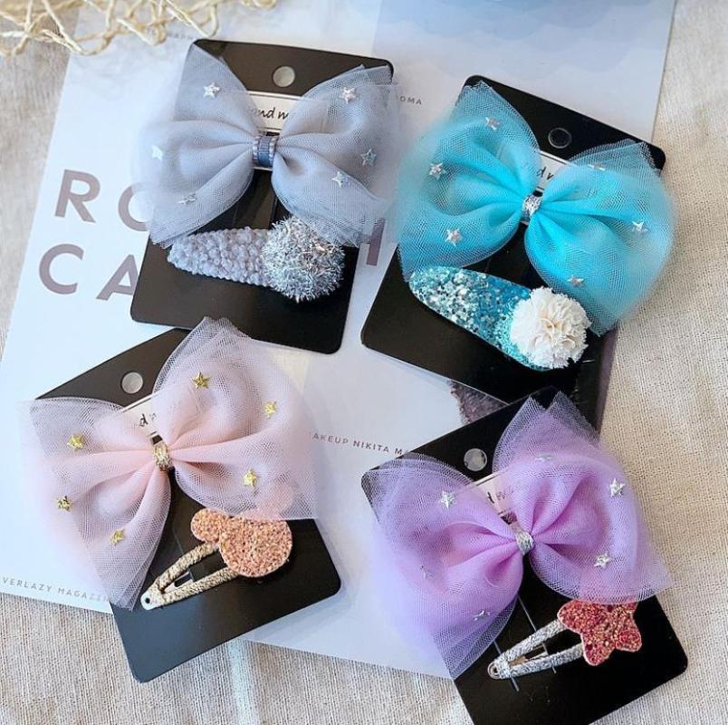 

New Korea chiffon Flower ball Butterfly Hair Bows Hair Accessories for Girls Toddlers Shiny Clip Hairpin headdress J15