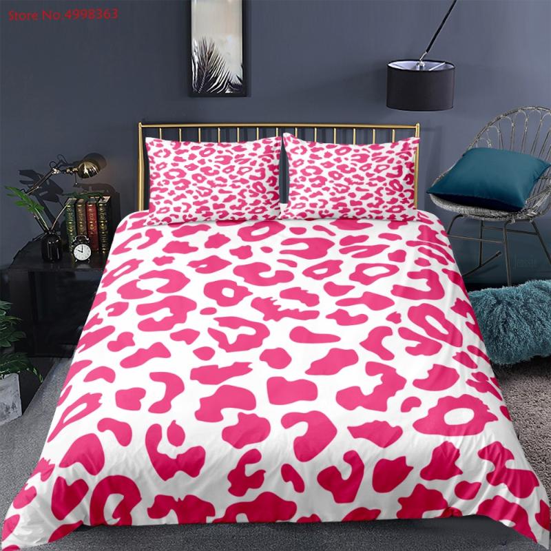 

Leopard Duvet Cover Sets 2/3 Piece Animals Skin Luxury Quilt Cover Pillowcase Single Double Full Queen Size Girl Bed Linen Set, Color-6