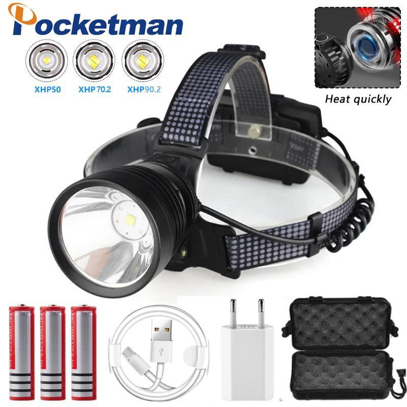 

Ultra Bright USB Rechargeable LED headlamp xhp90.2 powerful Headlight XHP70 IPX6 Water Resistant fishing head lamp led Camping1