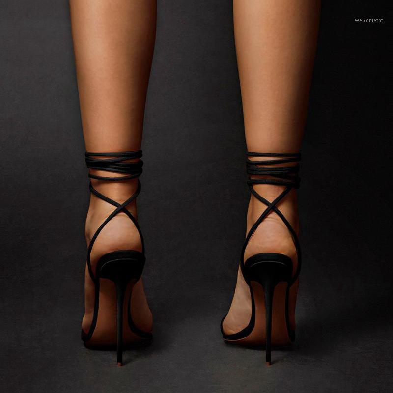 

Fashion Sandals Women 2021 New Summer Black Sexy Pointed Toe Strap 12cm High heel Open Shoes Women's Shoes Sizes 34-451