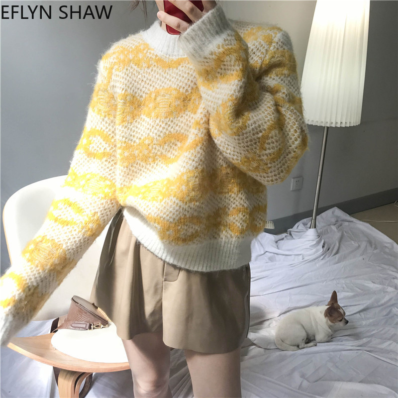 

2021 Autumn New Women's Fashion Thick Nightgown Short Vintage Warm Kawaii Sweater Tops 1XM8, White
