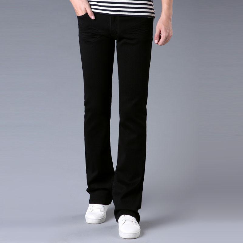 

Men's micro flared jeans pants casual stretch horn black black Korean version size 28-36
