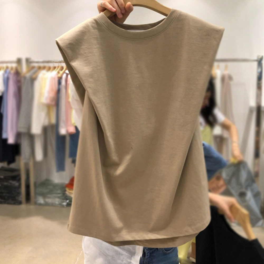 

2021 New Japan Minilalism Office Ladies Tank Top Women Summer Clothes Sleeveless t Shirt Female Loose Tops 6U7G, White