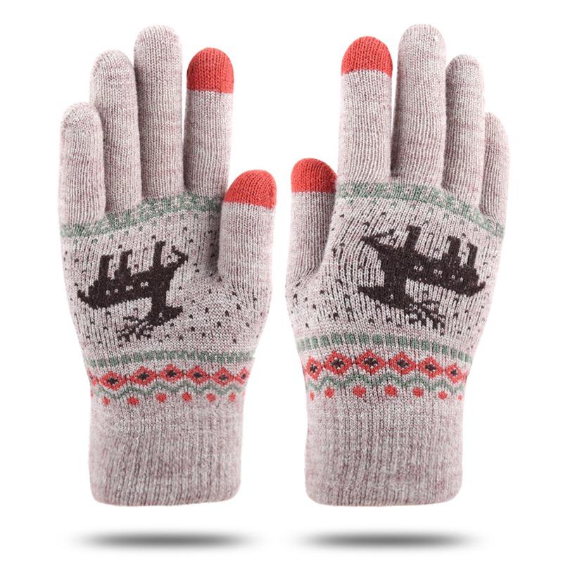 

Autumn And Winter Ladies Plus Velvet Thick Warm Woolen Fawn Touch Screen Gloves