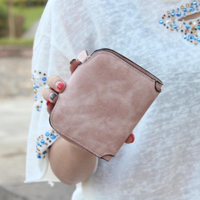 

Multi Functional Short Woman's Pure Matte PU Leather Vintage Wallet, Pink