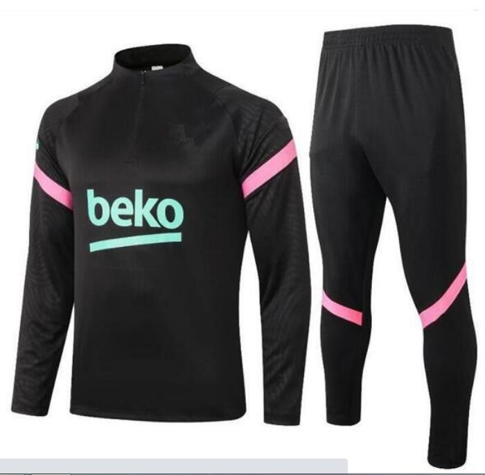 

19/20/21 Olympique de Barcelona tracksuit soccer training suit Maillot De Foot 20/21 PAYET THAUVIN OM Football jacket jogging tracksuit A1, Black