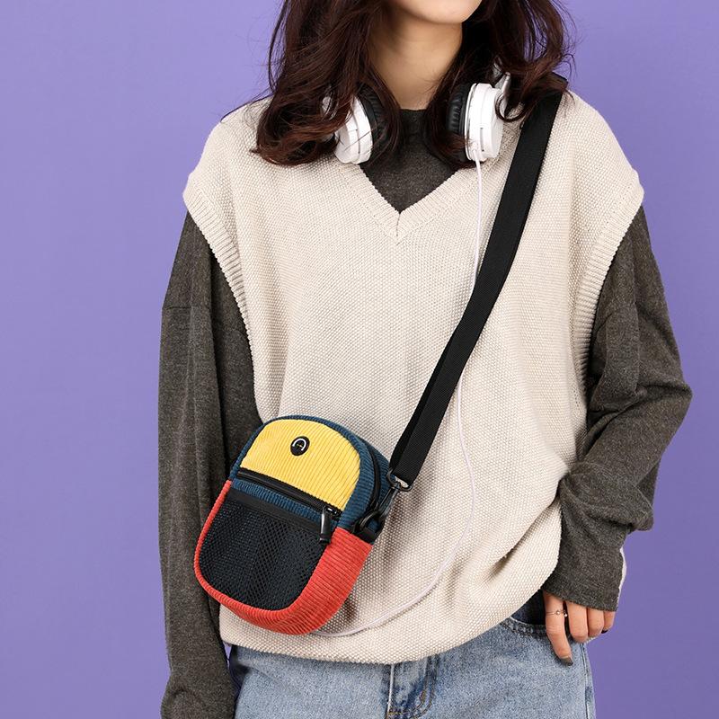 

Fashion Women's Bag 2021 New Color Matching Corduroy Trend Messenger Bag Lady's One Shoulder Crossbody Bags For Women