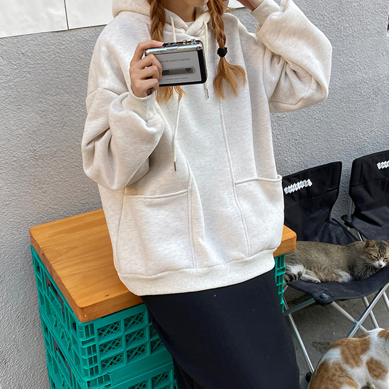 

2021 New 4 colours Autumn winter soild color thicking hoodies of women sweaters and pullovers (f4170) CZ15, Pink