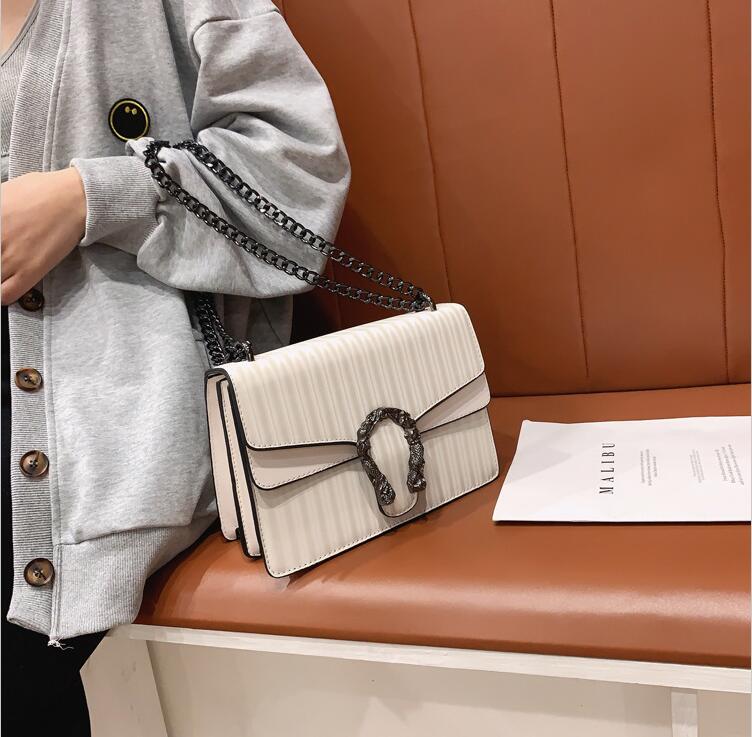 

Factory wholesale women handbag fashionable striped chain bag embossed leather shoulder bags street trend stripeds womens messenger handbags