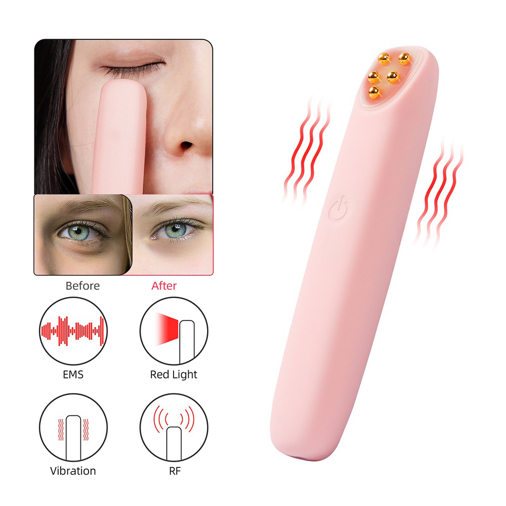 

Electric Eye Massager RF Vibration EMS Wrinkle Removal Eye Care Tool Red Light Lifting Firming Massager 24K Gold Radio Head