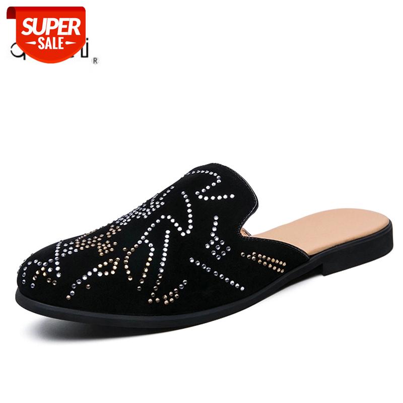 

Men's boat shoes social male casual shoe brand slip-on patchwork 2020 new formal shoes men leather Loafers mules superstar Flats #sX2b, Black