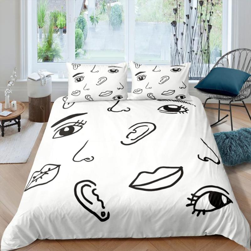 

Cartoon Eyes Facial Features Limbs PrintedBedding Set 3D Bed Linen Bedclothes Adult Kids  Queen King Duvet Cover Sets, As picture