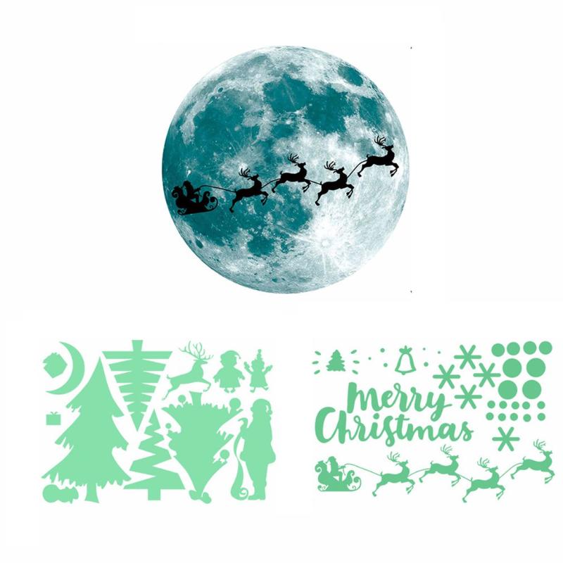 

Merry Christmas Luminous Wall Stickers New Fashion Waterproof PVC Christmas Tree Elk Letter Pattern Wall Decor Glow in the Dark