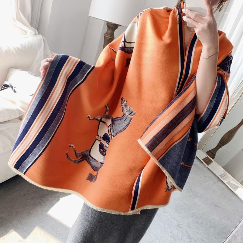 

Christmas Gifts Carriage Chain Imitation Cashmere Scarf Women's Autumn and Winter Europe and America Warm Thickened Shawl1