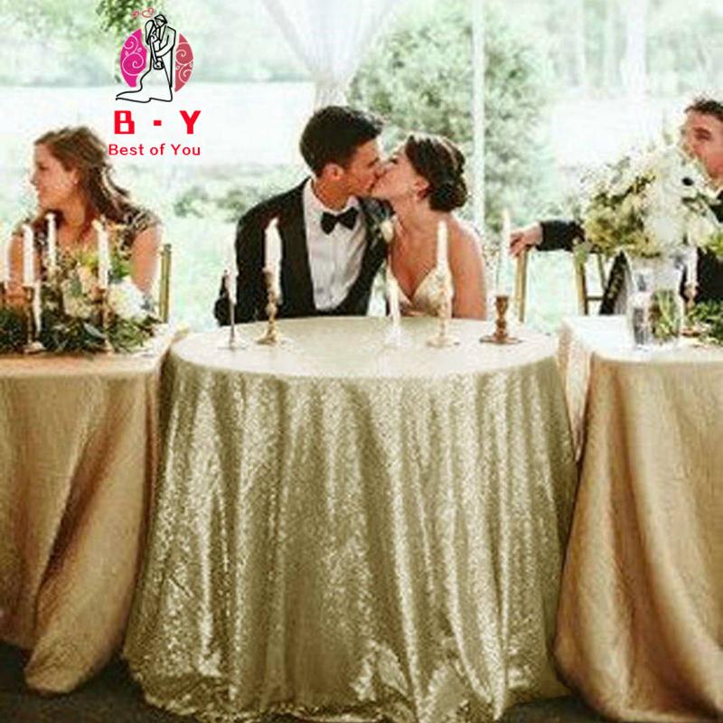 

Table Cloth B·Y 50inch-125cm Round Sequin Tablecloth Matter Gold Cover For Christmas Party Wedding Decor, Red