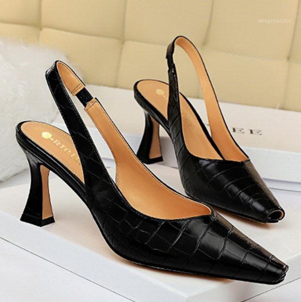 

LIHUAMAO Women Sandals High Heels Summer Woman Pumps Thin Heels Party Shoes Pointed Toe Slip On Office Ladie Dress Shoe1, Black