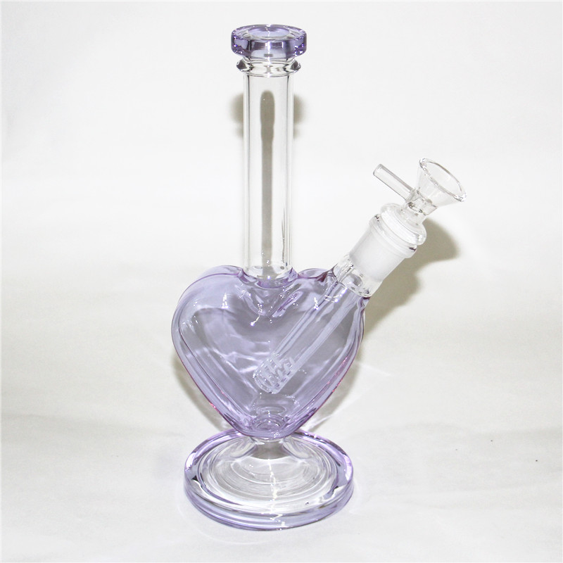 

Glass Water Pipes Bongs hookah purple heart shape smoking dab rig bubble ash catcher nectar collector 14mm Joint Beaker Bong Water Pipe Oil Rigs
