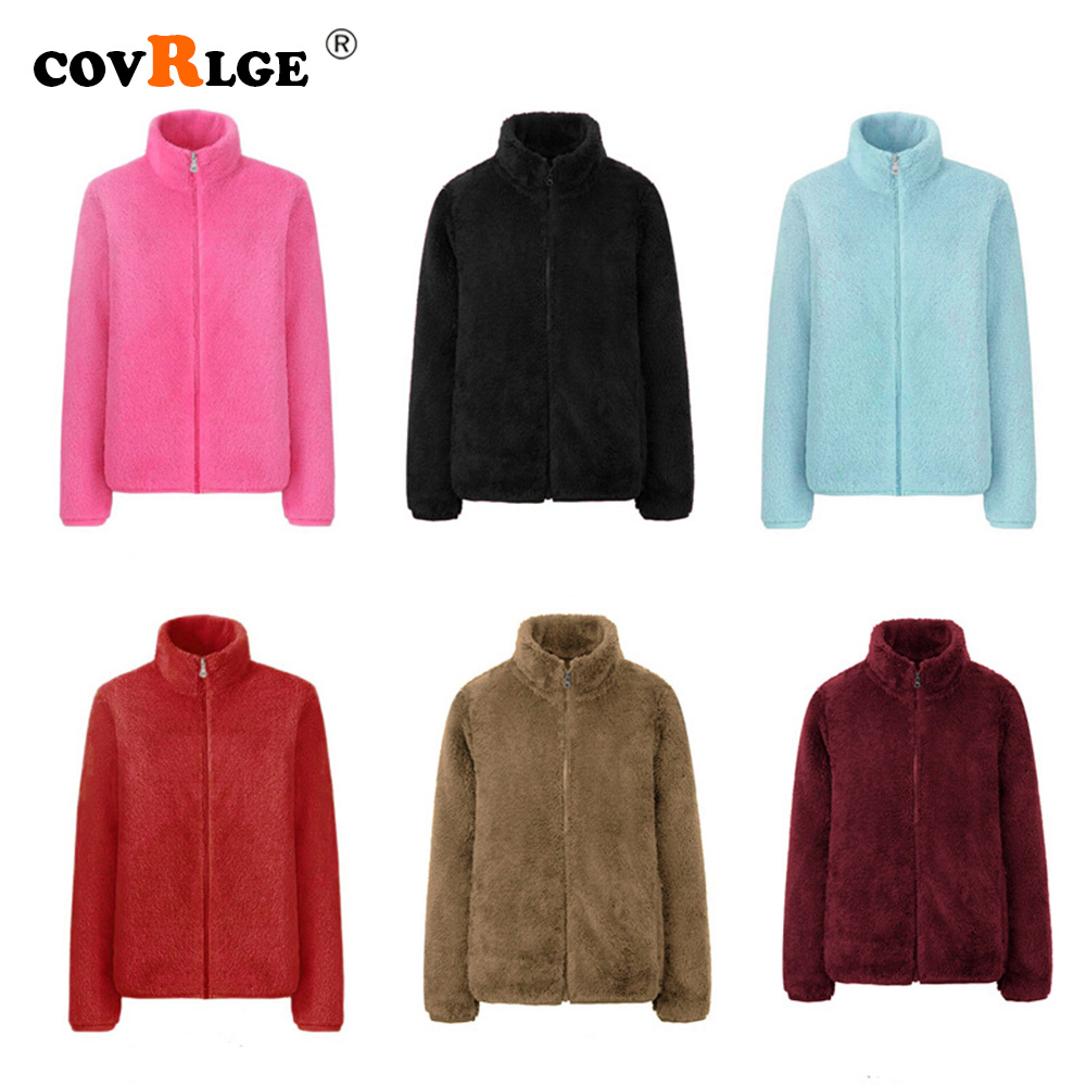 

Autumn Winter Women Jackets Coat New Polar Fleece Fabric Jacket with Zipper Casual Women Outerwear Jacket Coats, Black