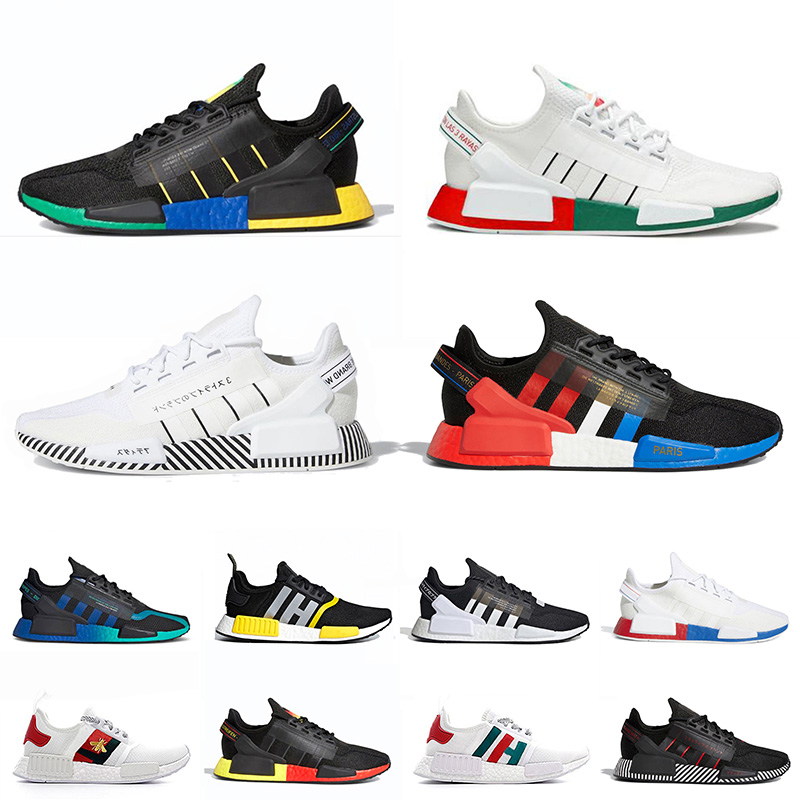 

Dazzle Camo Nmd R1 V2 Mens Running Shoes Aqua Tones Mexico City Gold Metallic Core Black Munich Men Women Outdoor Trainers Sports Sneakers