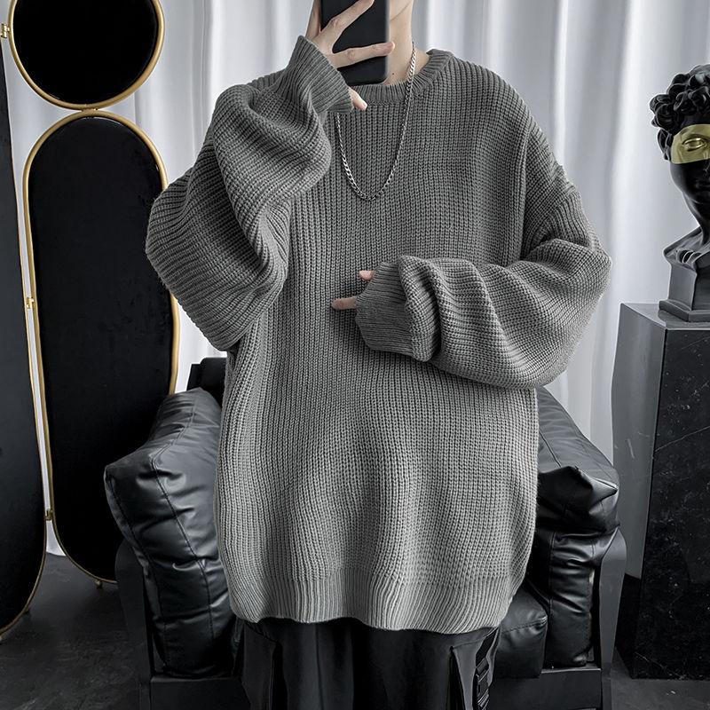 

Autumn Winter Sweater Men's Warmth Fashion Retro Casual Knitted Pullover Men Loose Korean Knitting Sweaters Mens Clothes -2XL, Black