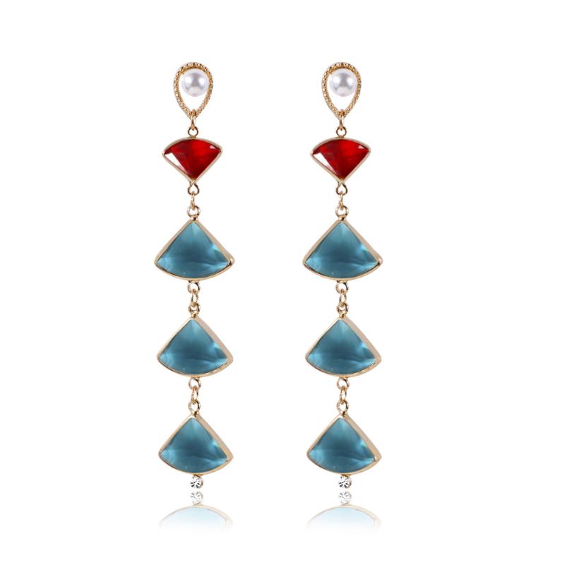 

New simple fashion blue long earrings pearl earrings party jewelry for women 2020