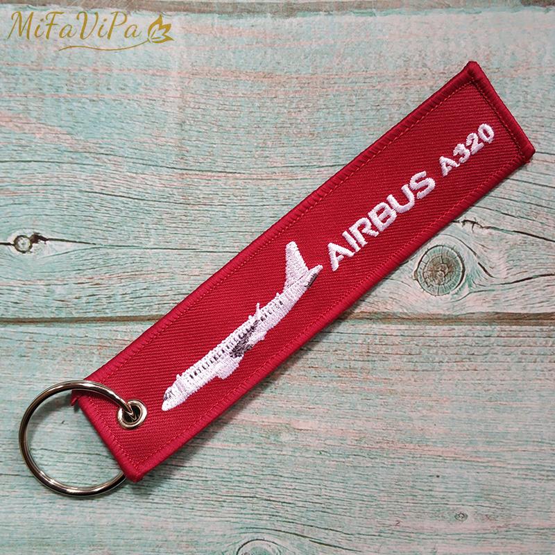 

Keychains MiFaViPa Red Airbus A320 Fashion Trinket Keychain Phone Strap Embroidery Aviation Key Chain For Men Flight Crew Gift Luggage Tag