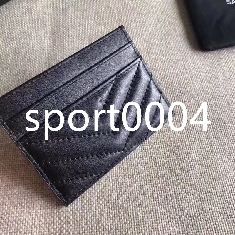 

Black Gold Silver Paris style Ladies Leather Card Holders Fashion Men Women Slim Bank ID Card Case Sheepskin Credit Card Holder With box, Black smooth skin