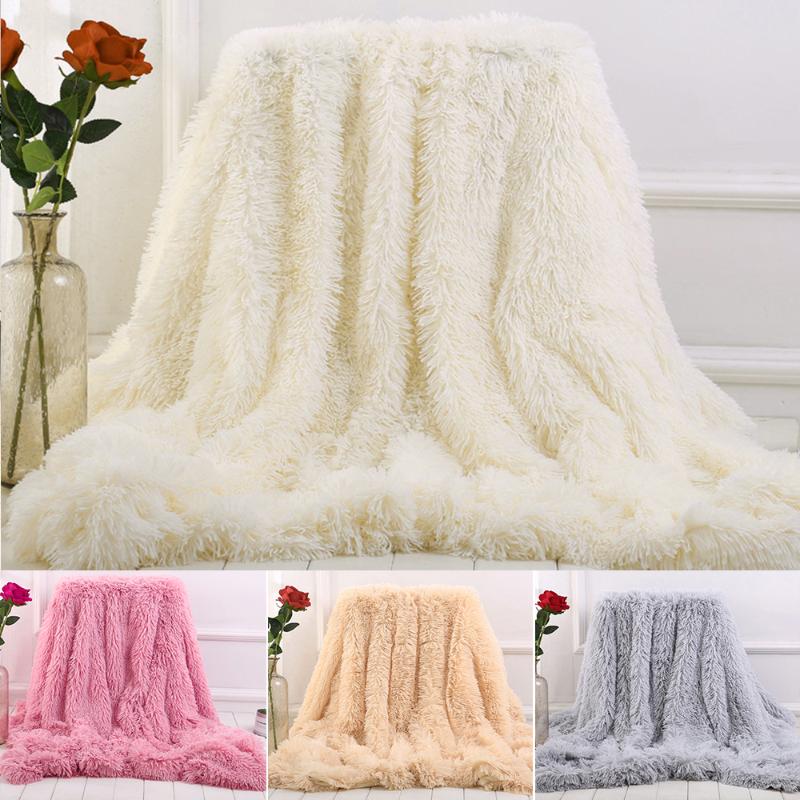 

Double-faced Faux Fur Blanket Soft Fluffy Sherpa Throw Blankets for beds cover Shaggy Bedspread plaid fourrure cobertor mantas