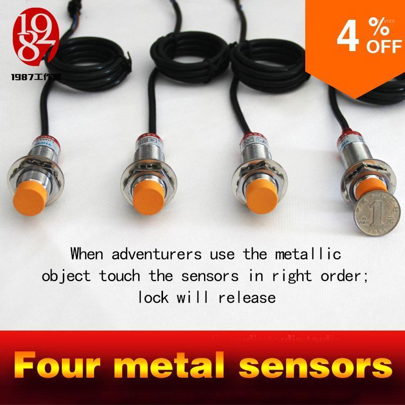 

real live room escape game prop four metal sensors touch in right order to unlock with audio touching in order to relasethe door1