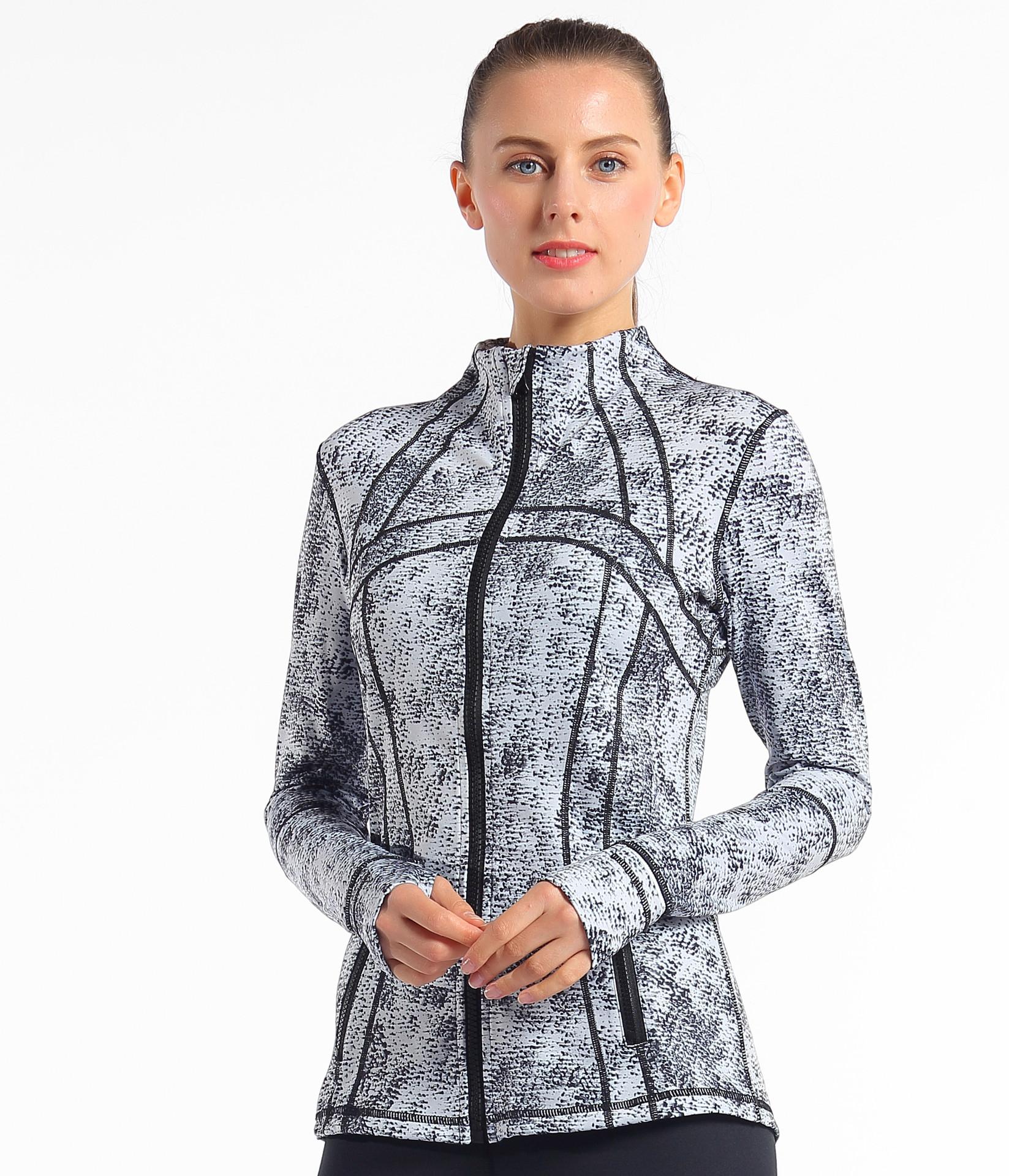 

Wholesale Retail Women Yoga Jacket Elastic Long Sleeve Gym Sports Coat Fitness Running Clothes half zipper Slim Jacket, Black