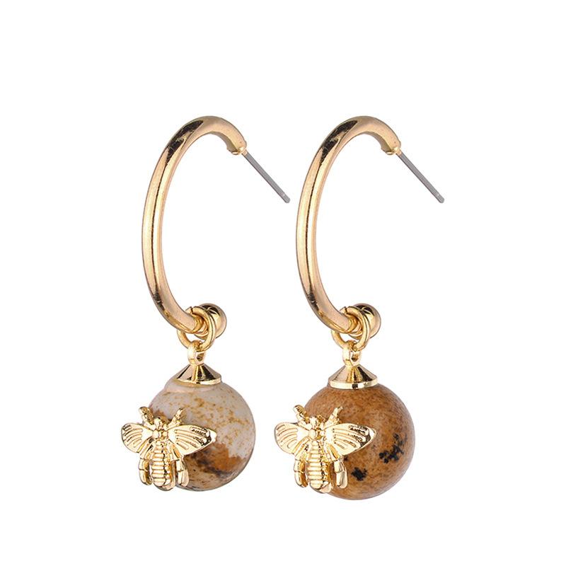 

Joolim Amazon Stone Bee Hoop Earring Natural Earrings for Women