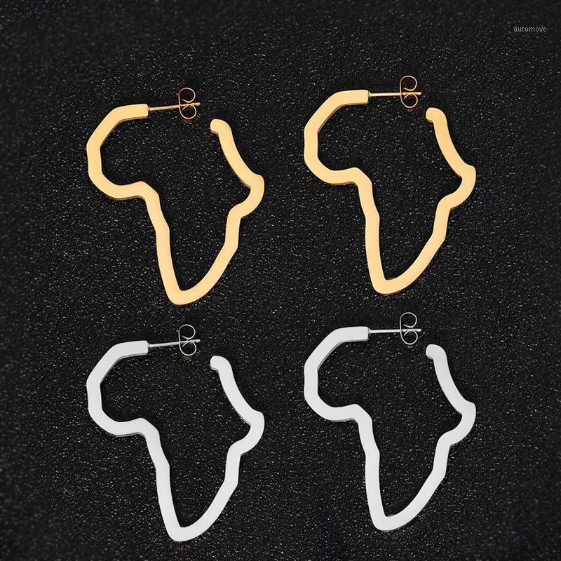 

African Map Stud Earing Stainless Steel Gold Africa Map Earrings Hollow Jewelry For Women Hip Hop Ethnic Cute Gift1