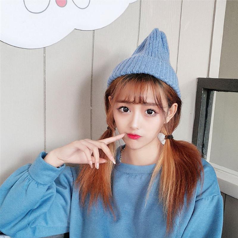 

2021 New Candy Colors Winter Hat Women Knitted Solid Cute Hat Warm Soft Trendy Wool Beanie Elegant All-match, Black