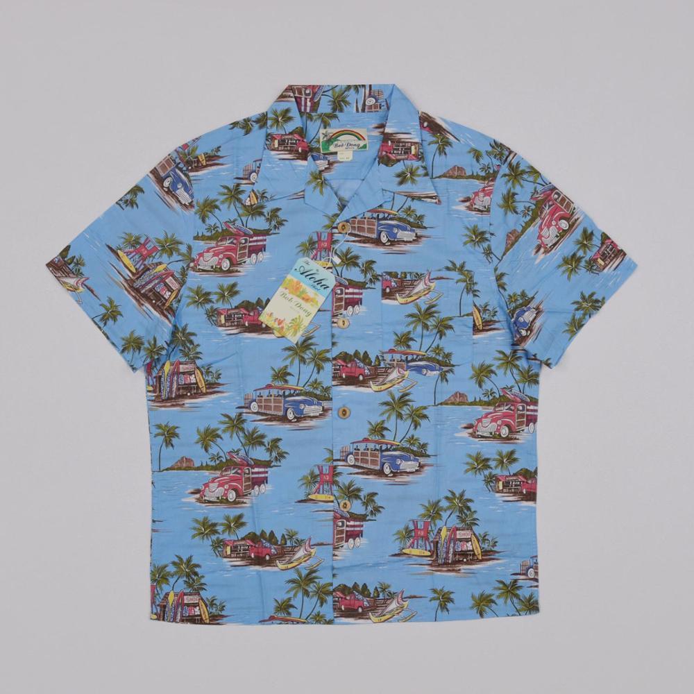 

hot rods car surf Hawaiian graphic shirts summer cotton beach t cool 1R94, Blue