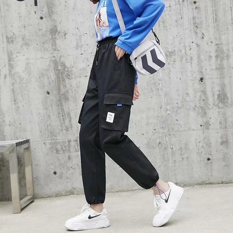 

Sweatpants Women Plus Size High Wasit Black Cargo Pants Women Khaki Joggers Sport Trousers Streetwear Korean Style Ladies Pants, Black;white