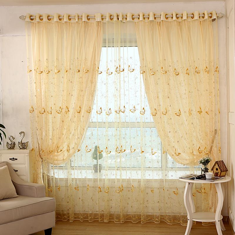 

Rural Style Curtains for Living Dining Room Bedroom Tulle Window Pink Purple Embroidery Curtains Finished Product Customization, Wine red tulle