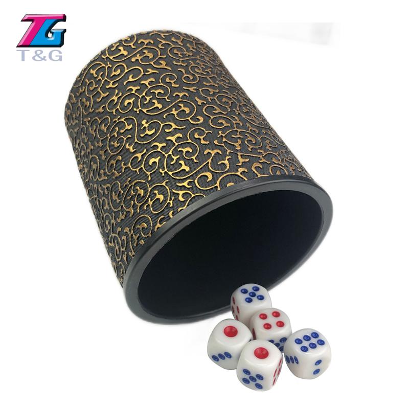 

T&G High Quality PU/Black/Gold Leather Dice Cup Precision Game Drinking