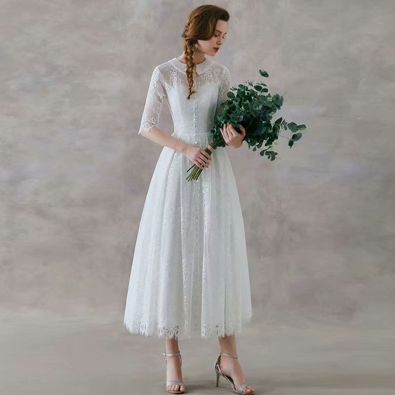 

2021 New Elegant Wedding Gown Romantic Light As Bride Dressed a Brand-new Robe Mariage-ankle-length Zipper 3A3X, Same as image