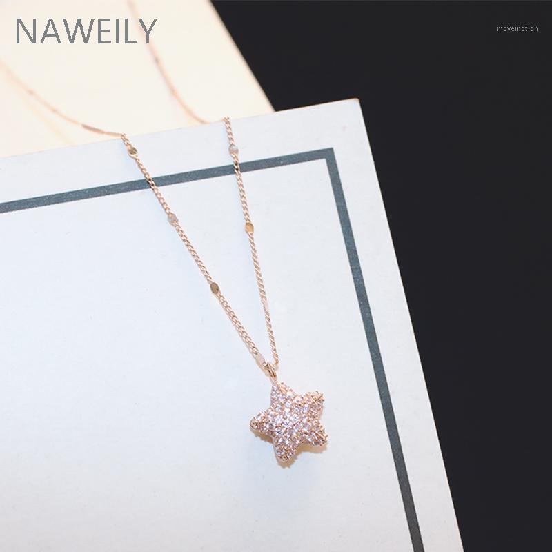 

Fashion Micro CZ Zircon Star Choker Necklaces High-end Chain Pendant Necklace Gold Silver Color For Women Collar Jewelry1