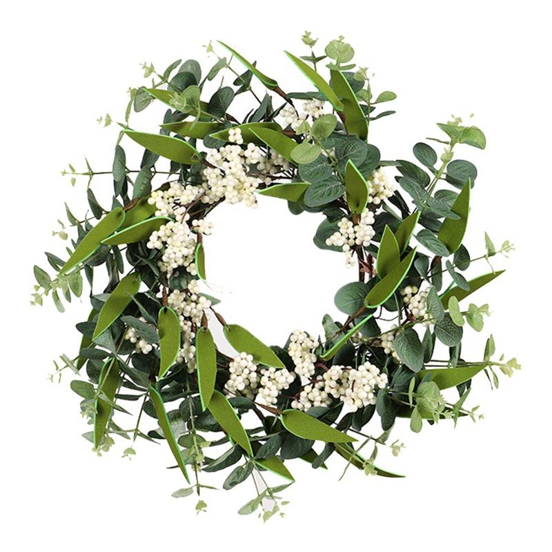 

Artificial Eucalyptus Wreath Green Leaf Wreath for Festival Celebration Front Door Wall Window Party Decoration