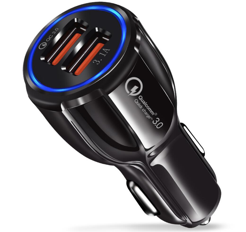 

Cell Phone Car Charger Dual USB QC3.0 Fast Charge Adapter Smart Charger 12V 3.1A For Android without packing
