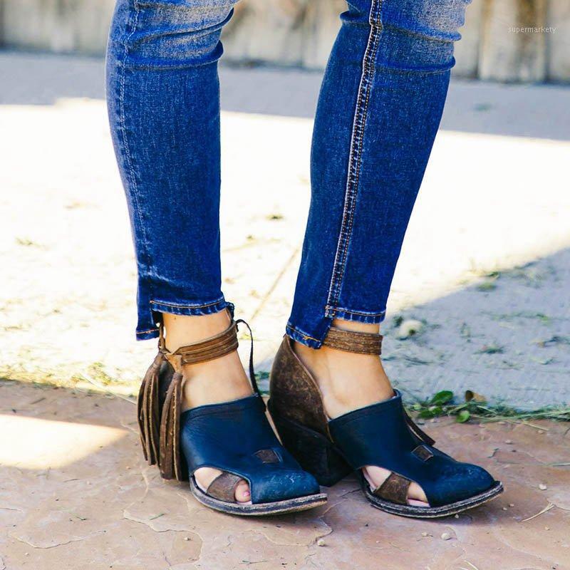 

Woman Pointed Toe Tassel Pumps Women's Retro Hollow Out Ankle Wrap High Heels Women Square Heels Shoes Female Classic Plus Size1, Black