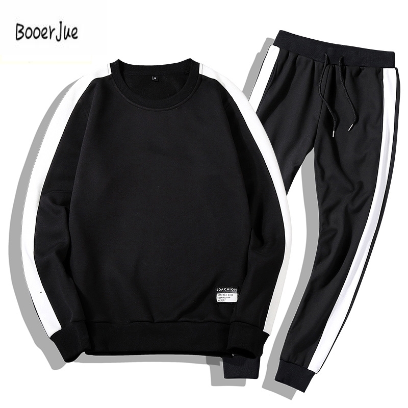 

Tracksuits Men 2PC Outwear Sportsuit Sets Male Sweatshirts Men Set Clothing+Pants Hoodies Plus Size Moleton Masculino Coats 201202, Blakc hoody