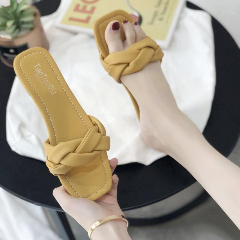 

Tilocow Platform Women's Slippers Ladies Solid Low Hoof Heels Shoes Woman Square Toe Slides For Women Summer Flip Flops 20201, Blue