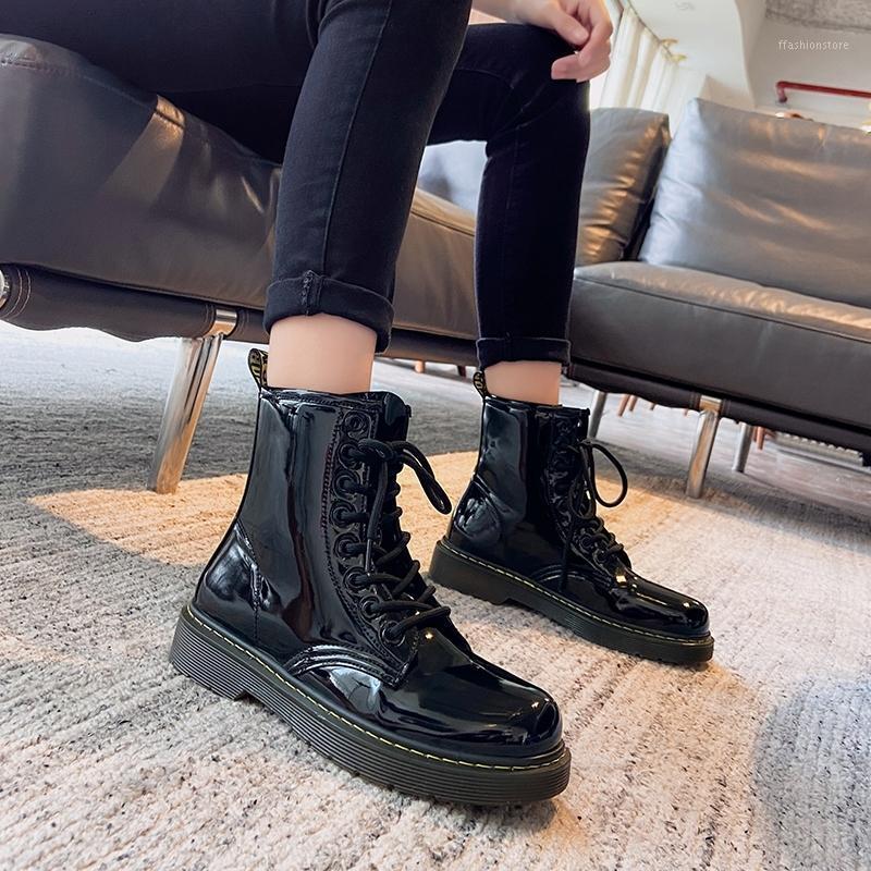 

Shoes Toe Round Woman Flat Boots Boots-women Luxury Designer Mid-Calf Booties Women Low 2020 Fashion Short Black Ladies1