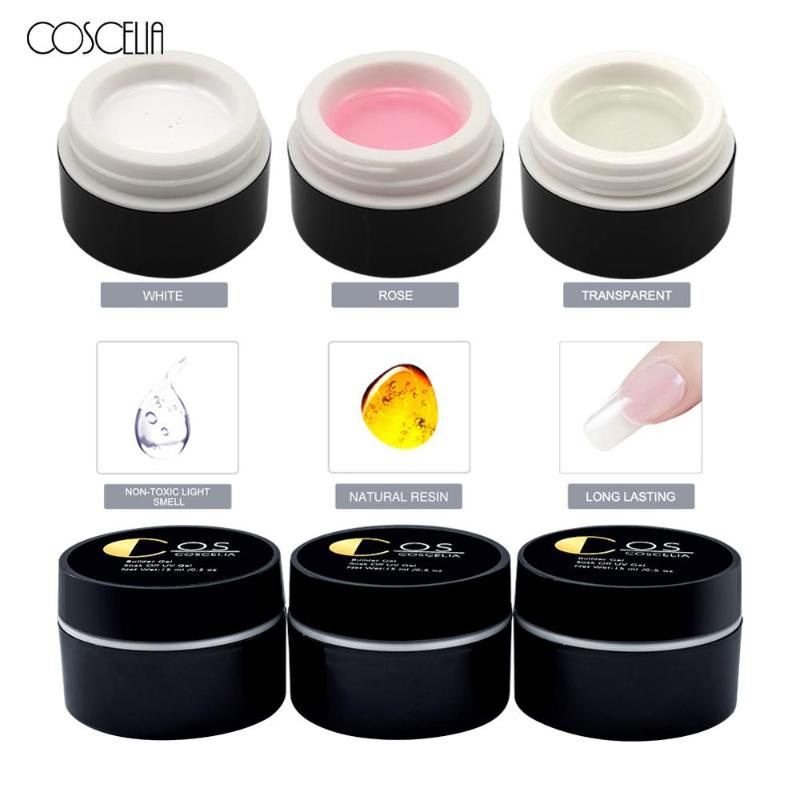 

Thick Builder Gel for Nail Extensions UV Nail Gel Polish Hard Jelly 15ml Pink Clear White False Tips Long Black Case