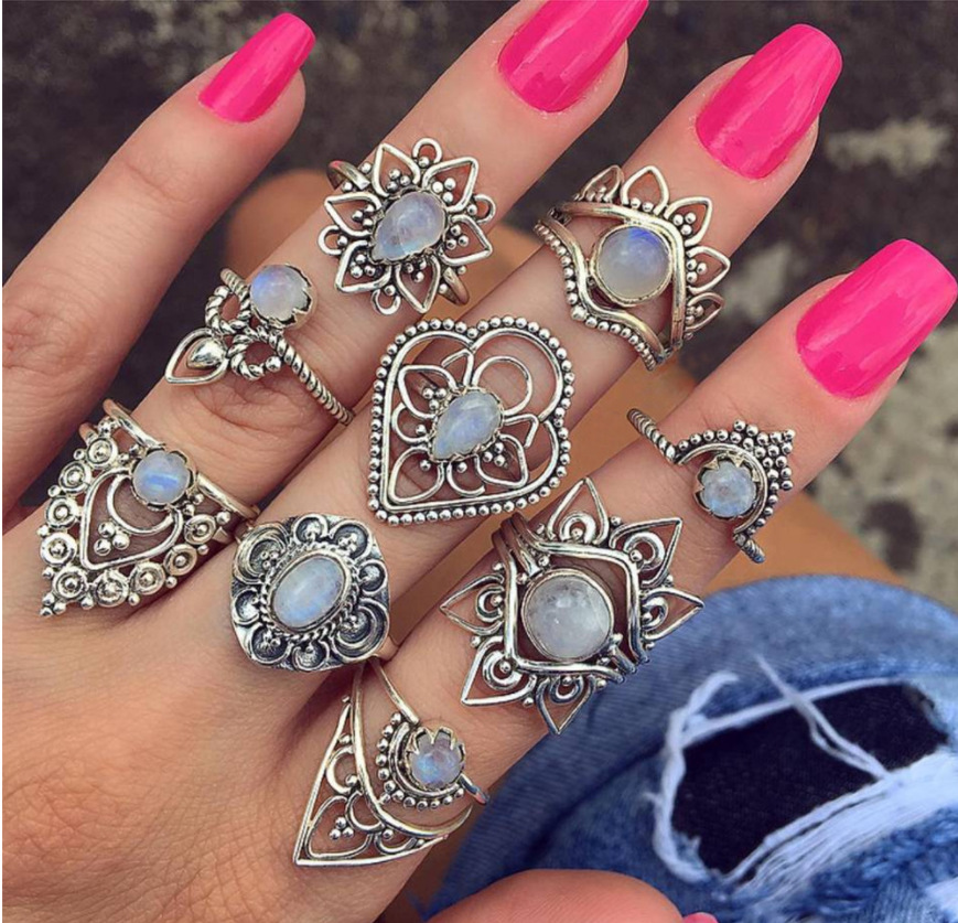 

Retro diamond carved crown starry sky gems exaggerated 9-piece set combination set accessories ring anniversary celebration